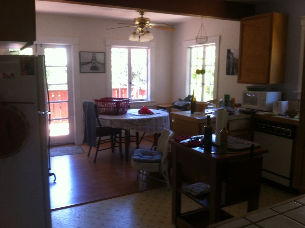 Dining Room! Notice the uneven flooring between it and the kitchen